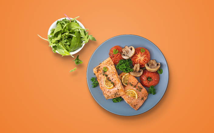 Healthy salmon dish with a side of vegetables (preview)