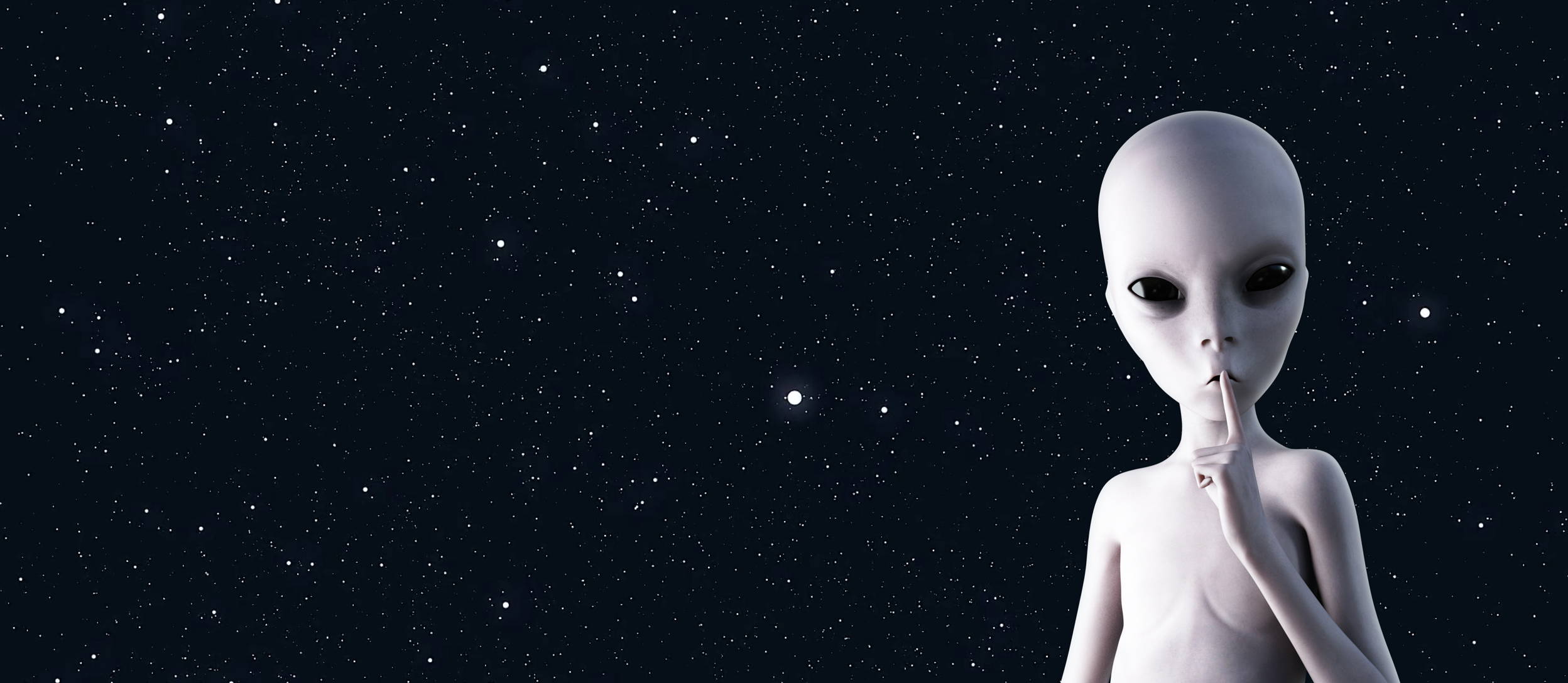 An alien gesturing to be quiet for Confetti's Halloween Taboo (Large)