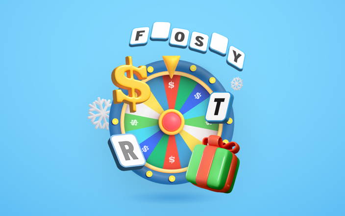 Vowels on a spinning wheel with letters that spell out 'frosty' (preview)