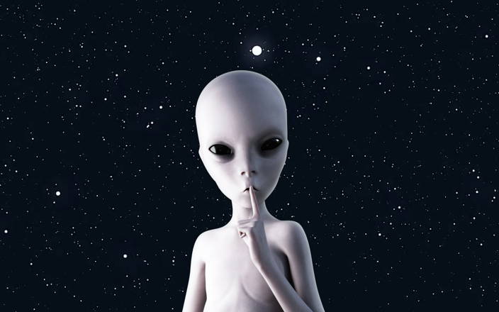 An alien gesturing to be quiet for Confetti's Halloween Taboo (Preview)