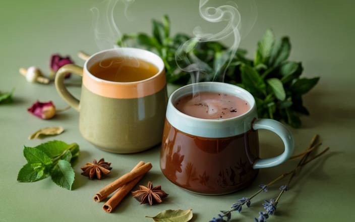 Two mugs of hot elixirs with spices (preview)