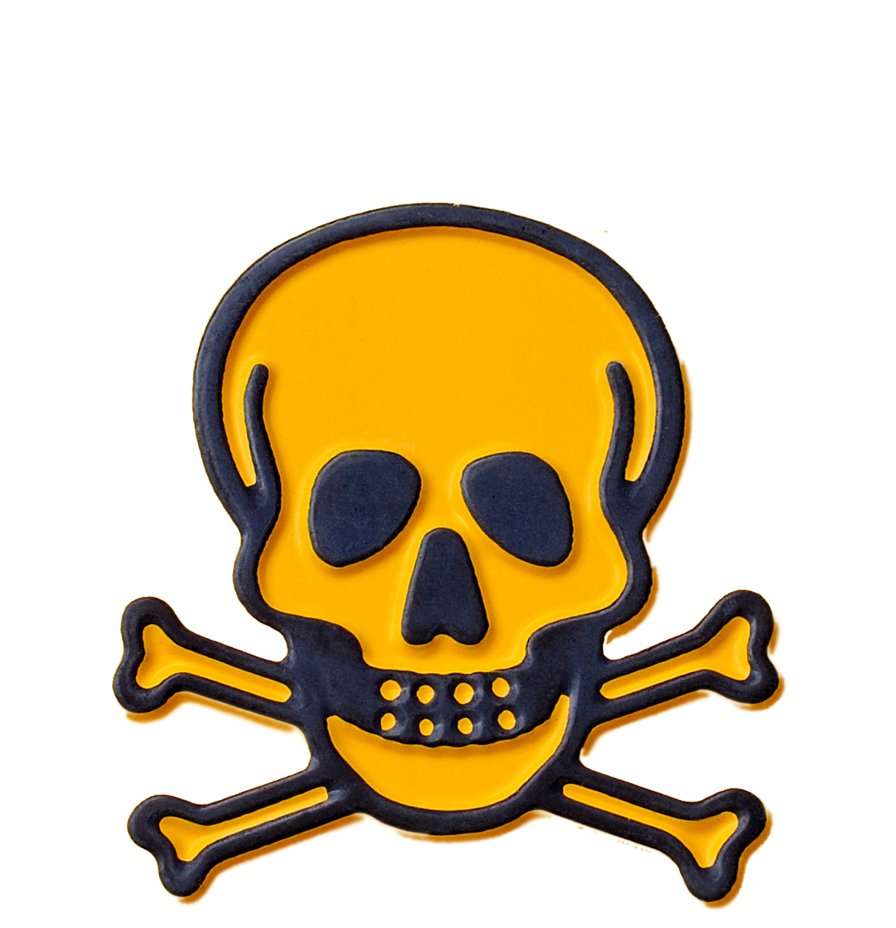 Yellow skull with a black outline