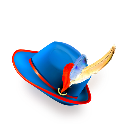 Blue Bavarian hat with feather for Oktoberfest Activities