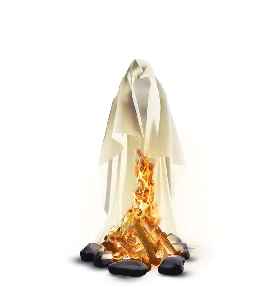 Ghost standing over a bonfire