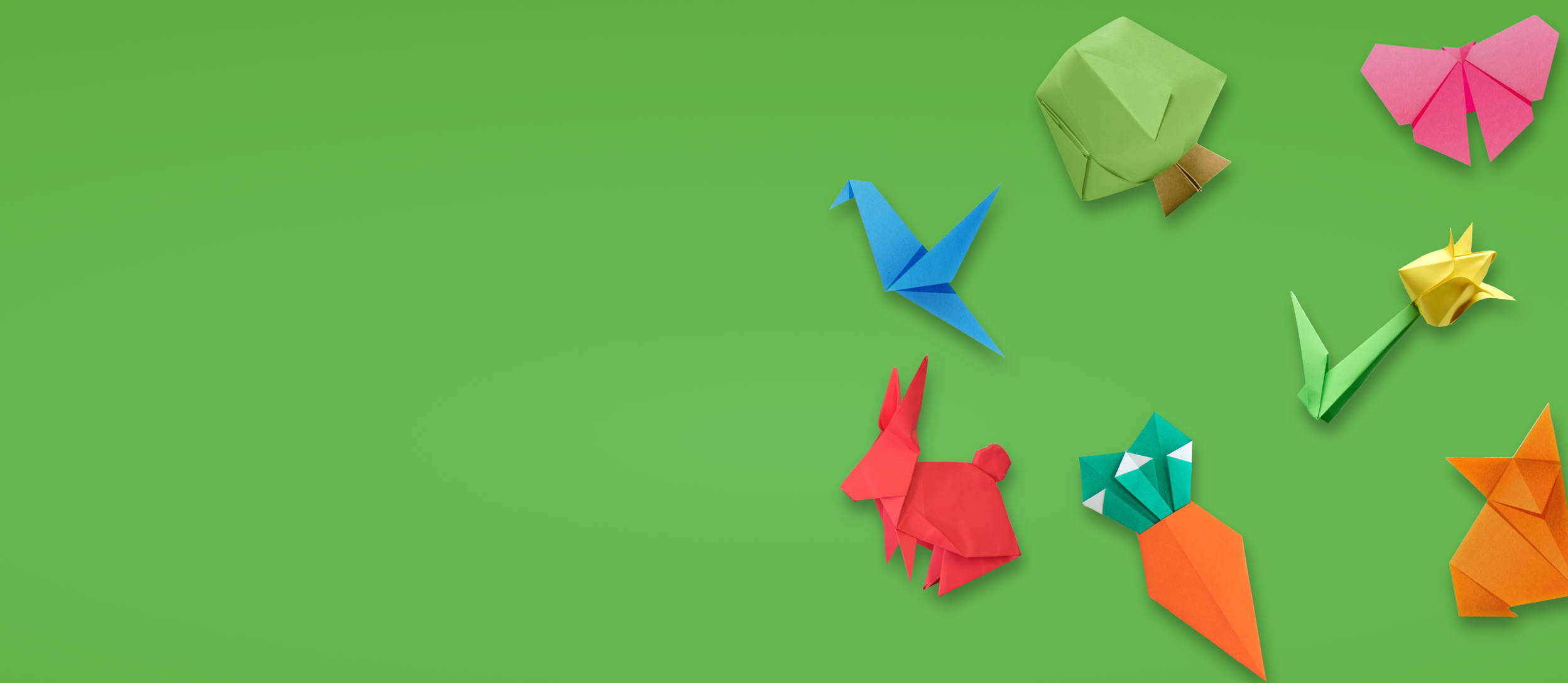 Spring origami shapes like animals, garden vegetables, and more for Confetti's Spring Origami Class (Large)