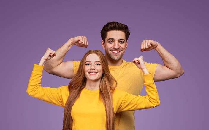 Young man and a woman in a strong pose (preview)