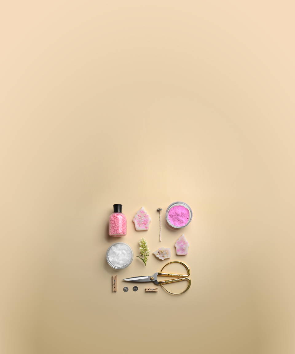 Candle making ingredients laid out for Confetti's Virtual Candle Making Class