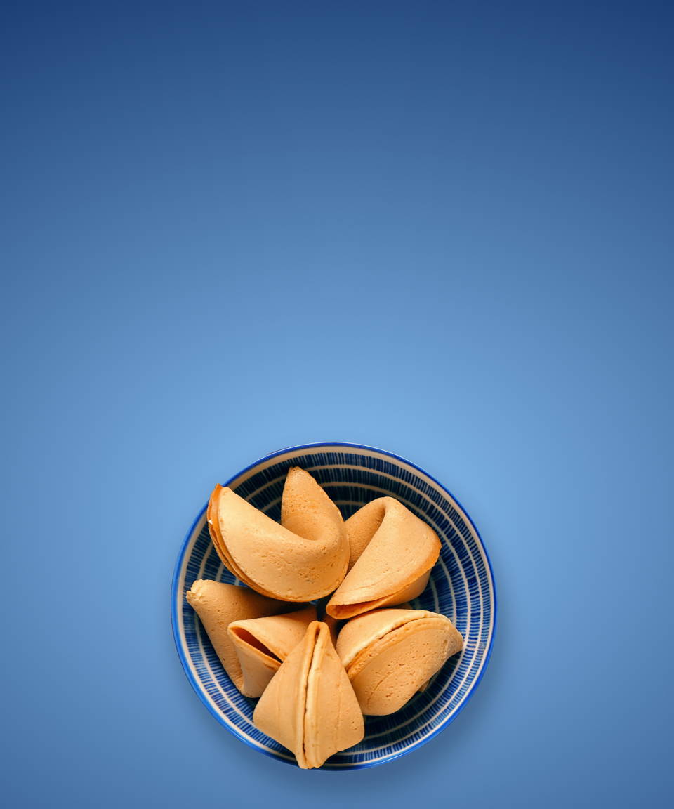 A bowl of fortune cookies from a BYO Fortune cookie making class (small) 