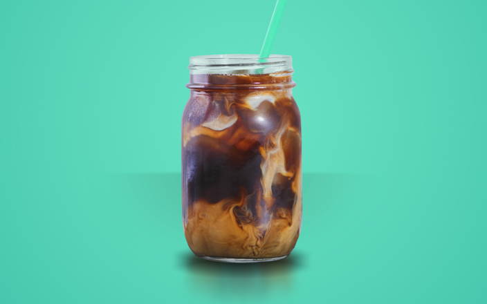 Cold brew with milk in a mason jar (preview)