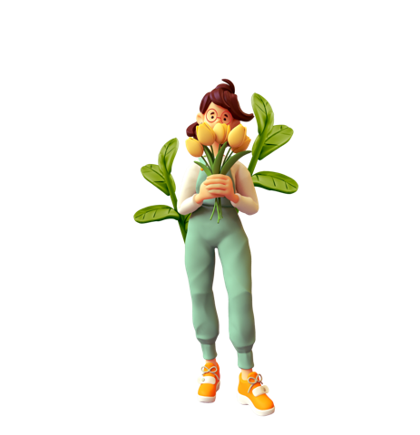 Brunette girl with glasses holding flowers for Mental Health Awareness Month Activities
