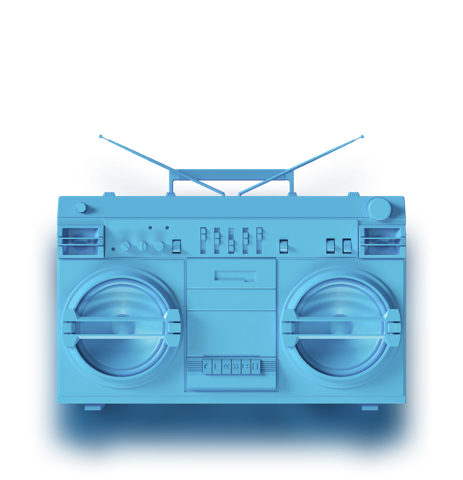 Lime green retro boombox