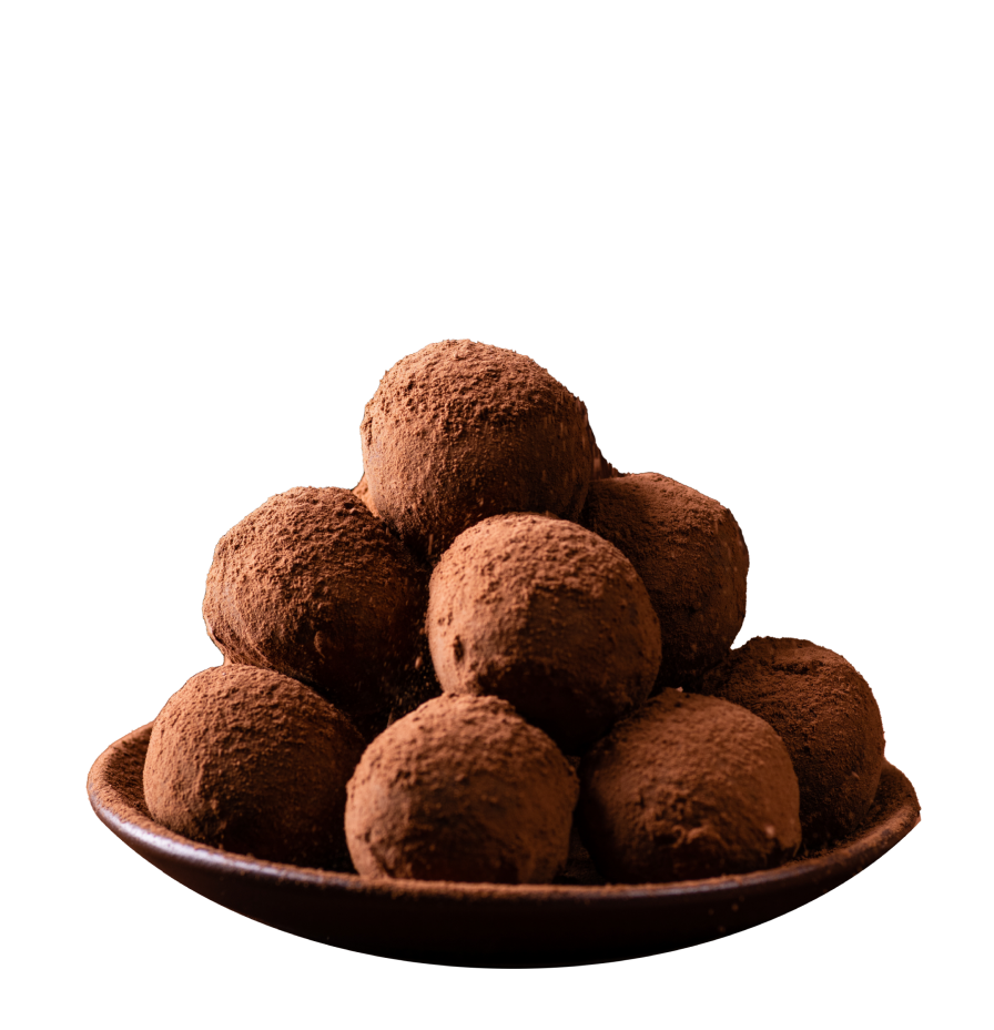Bowl of chocolate truffles