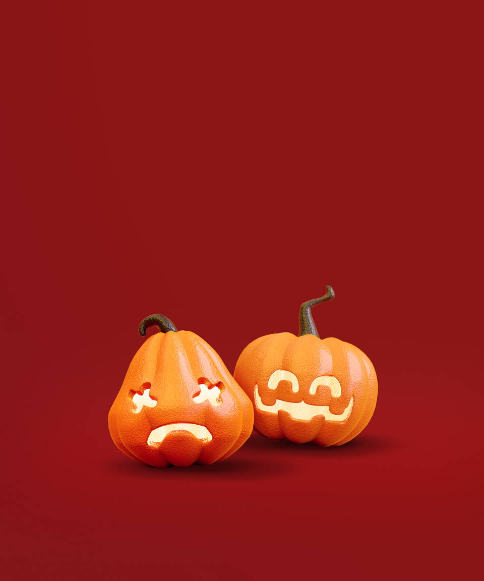 Sad pumpkin and smiling pumpkin (small)