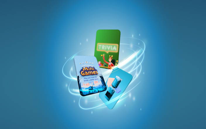 Winter Mini Games, Holiday Trivia, and Holiday Water Cooler experience cards (preview)
