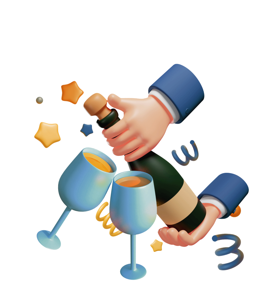 Hands opening a bottle of champagne for a Company Celebration