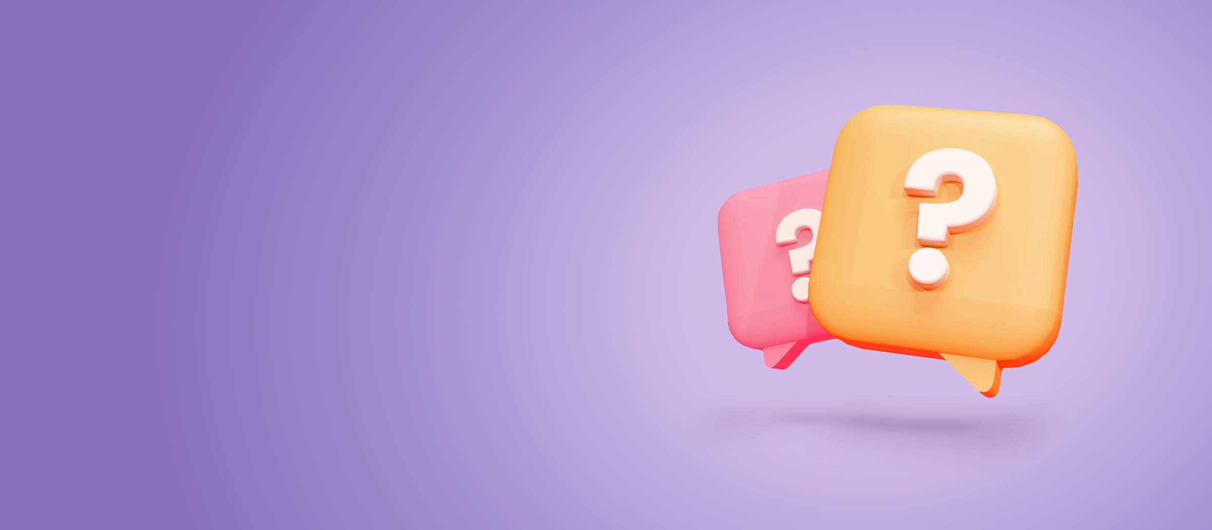 Two big speech bubbles with question marks for Confetti's Virtual Communication Workshop