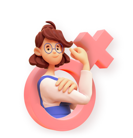 Woman inside of the female symbol for Women's ERG Activities 