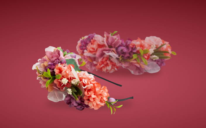 a flower crown for Confetti's Frida Kahlo Flower Headband Making Class