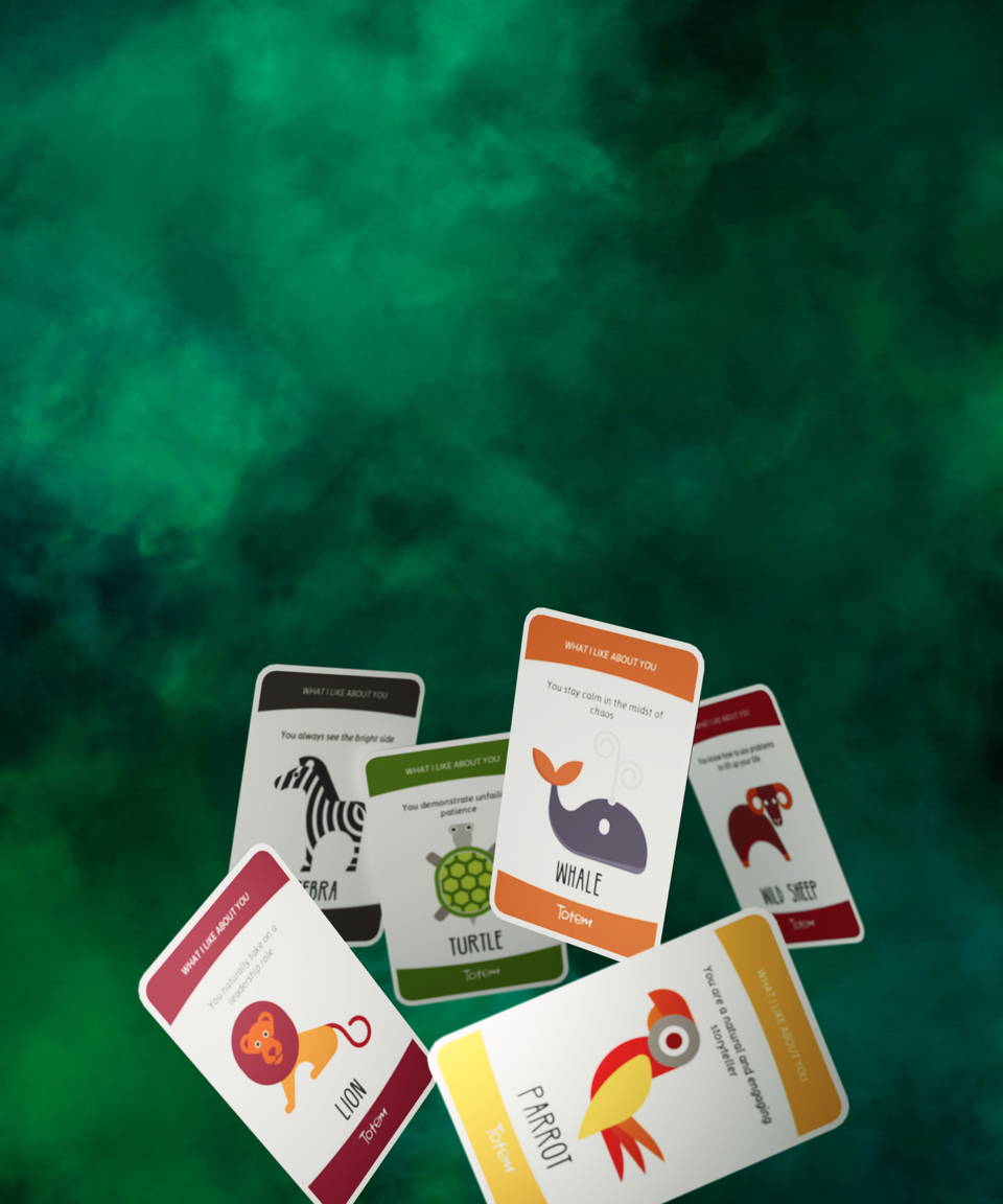 Totem cards with different animals on them