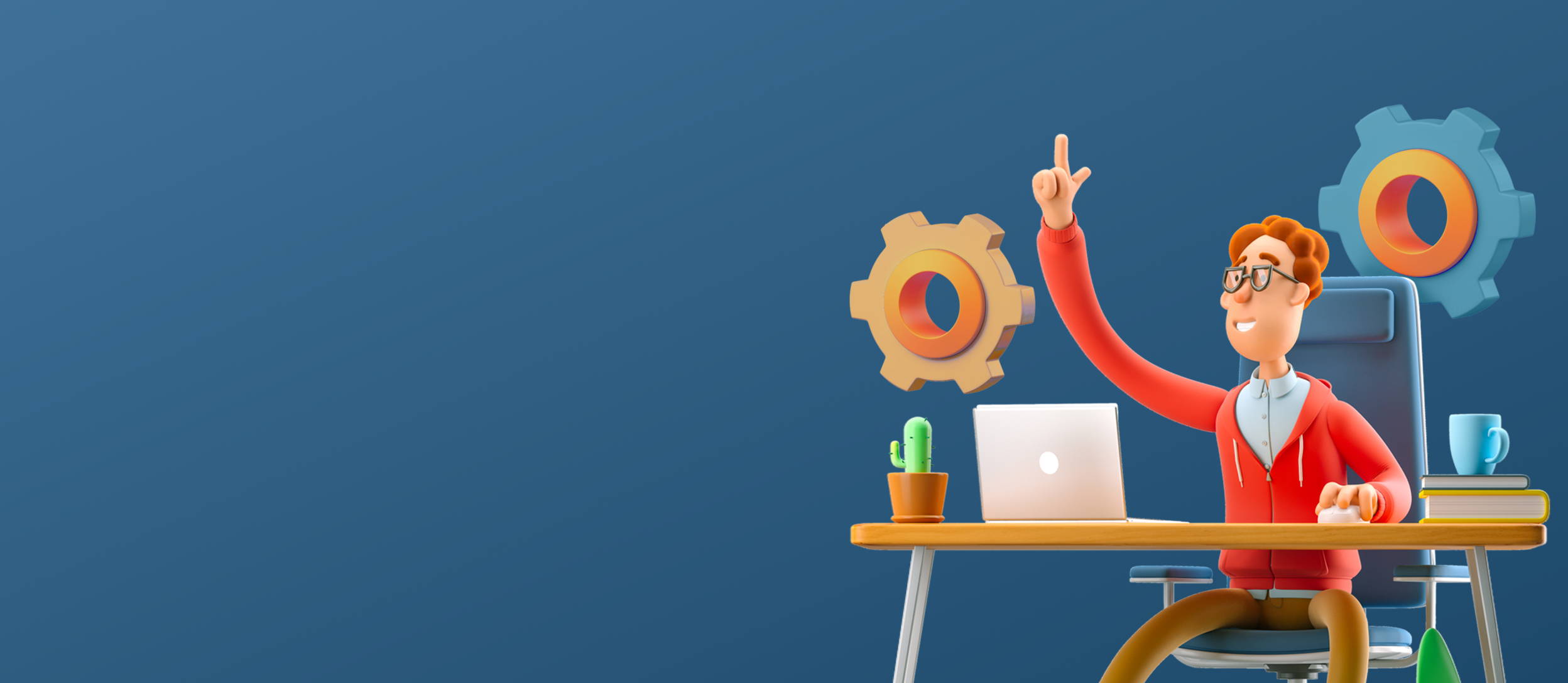 Remote worker raising their hand to answer a question at their desk for Confetti's Make Your Own Trivia Game (Large)