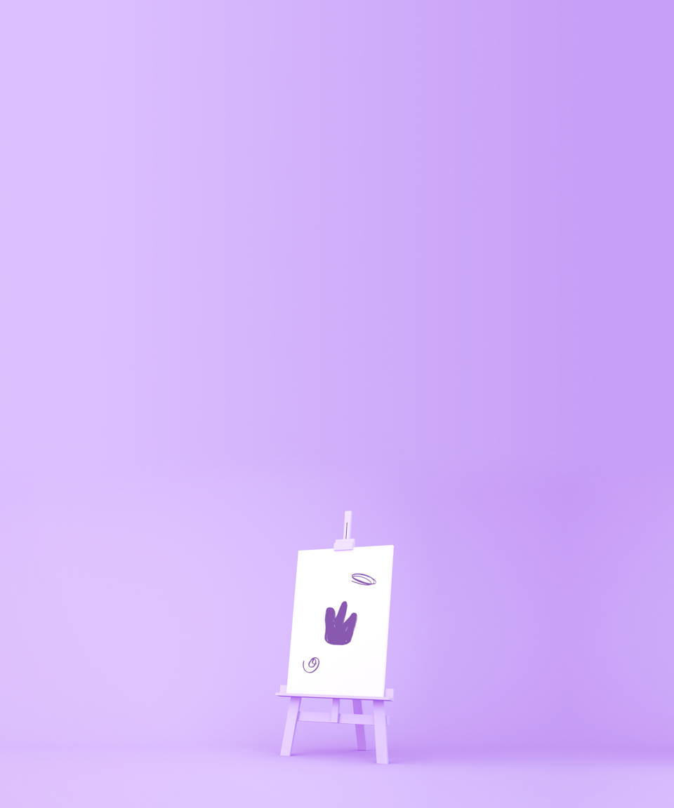 An easel with various scribbles on the paper for Confetti's Virtual Pictionary