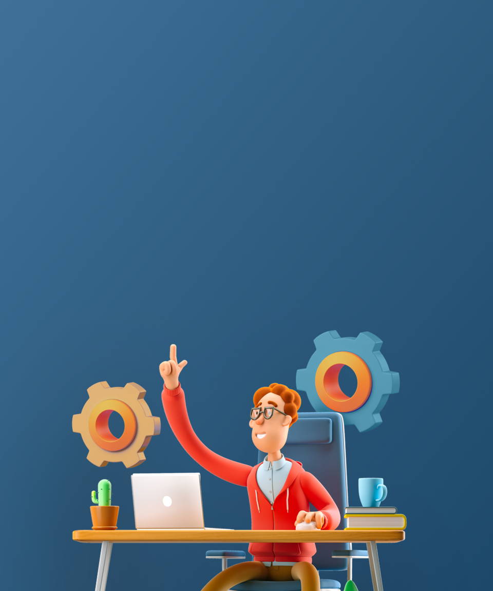 Remote worker raising their hand to answer a question at their desk for Confetti's Make Your Own Trivia Game (Small)
