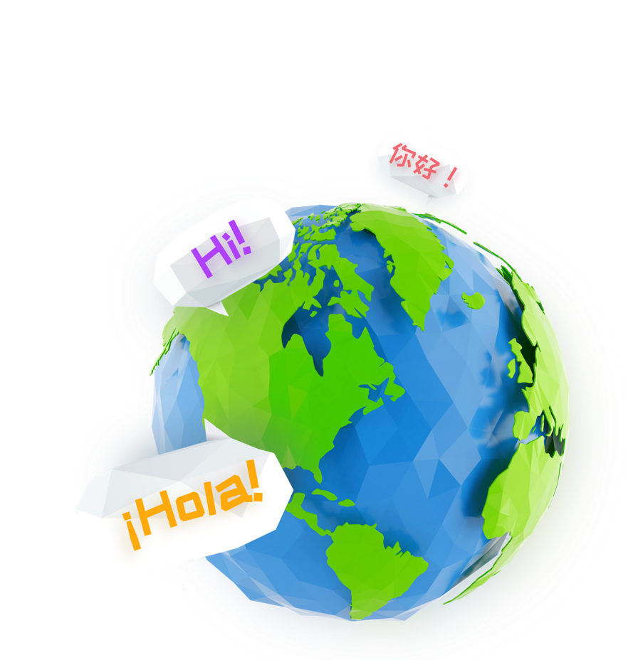 Globe with different languages for Global Team Building Activities 