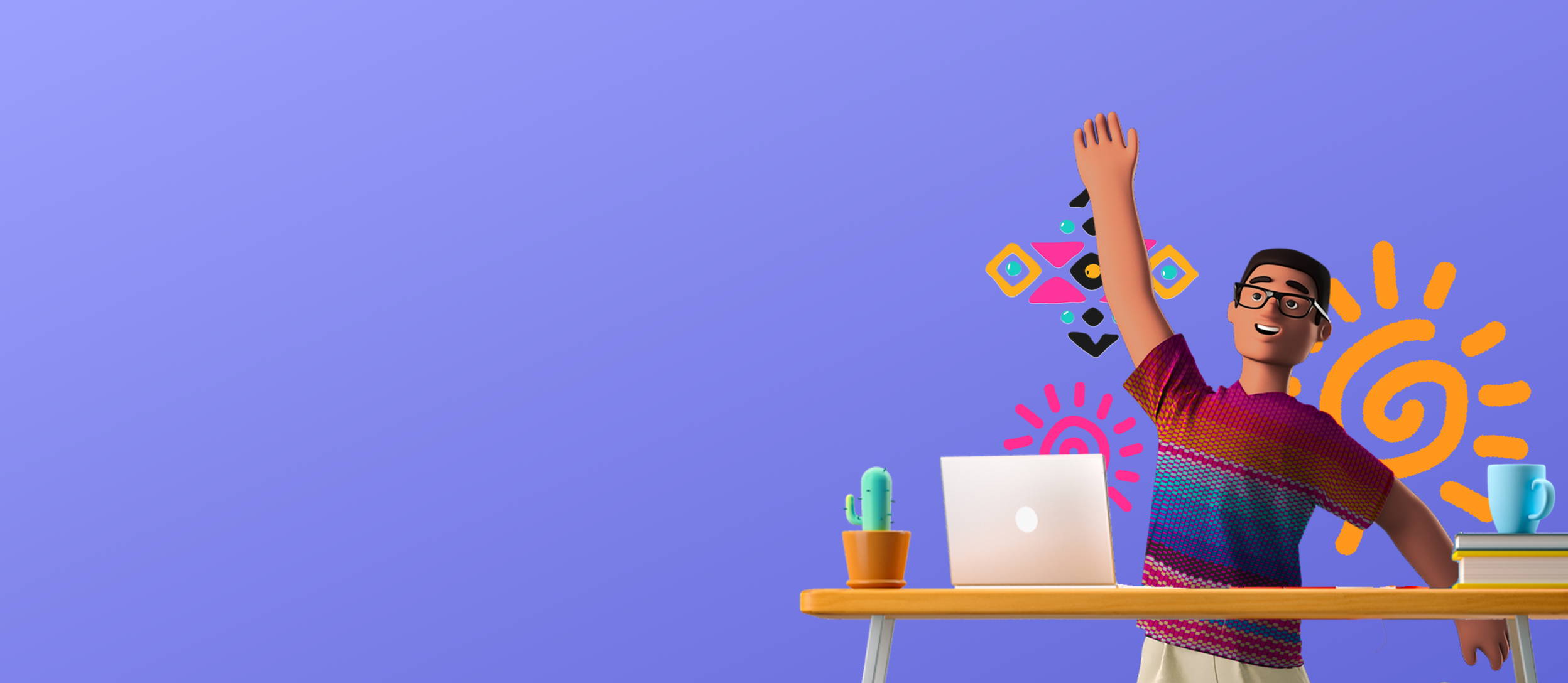 An employee at their desk playing Confetti's Virtual Hispanic Heritage Month Trivia