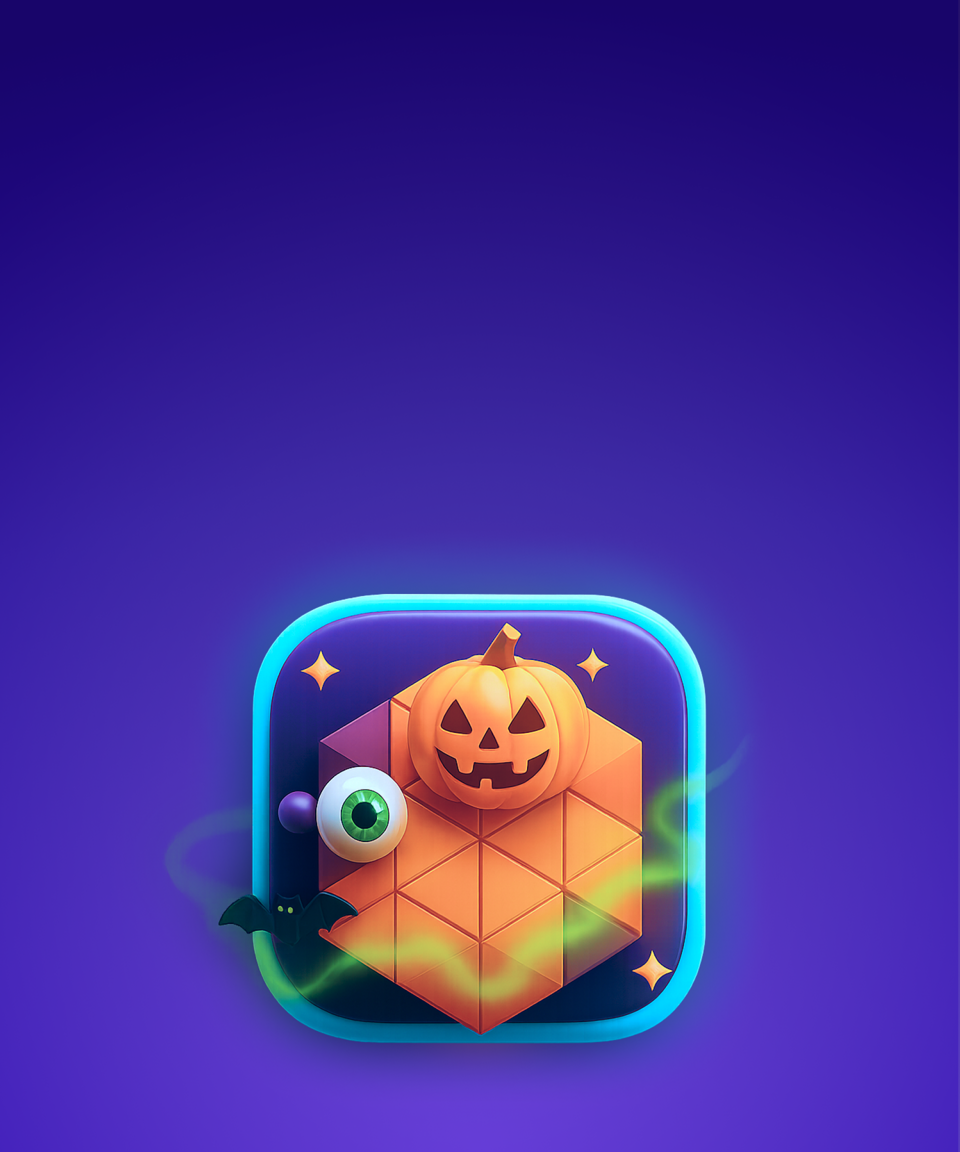 Speed puzzler graphic that is Halloween themed with a pumpkin