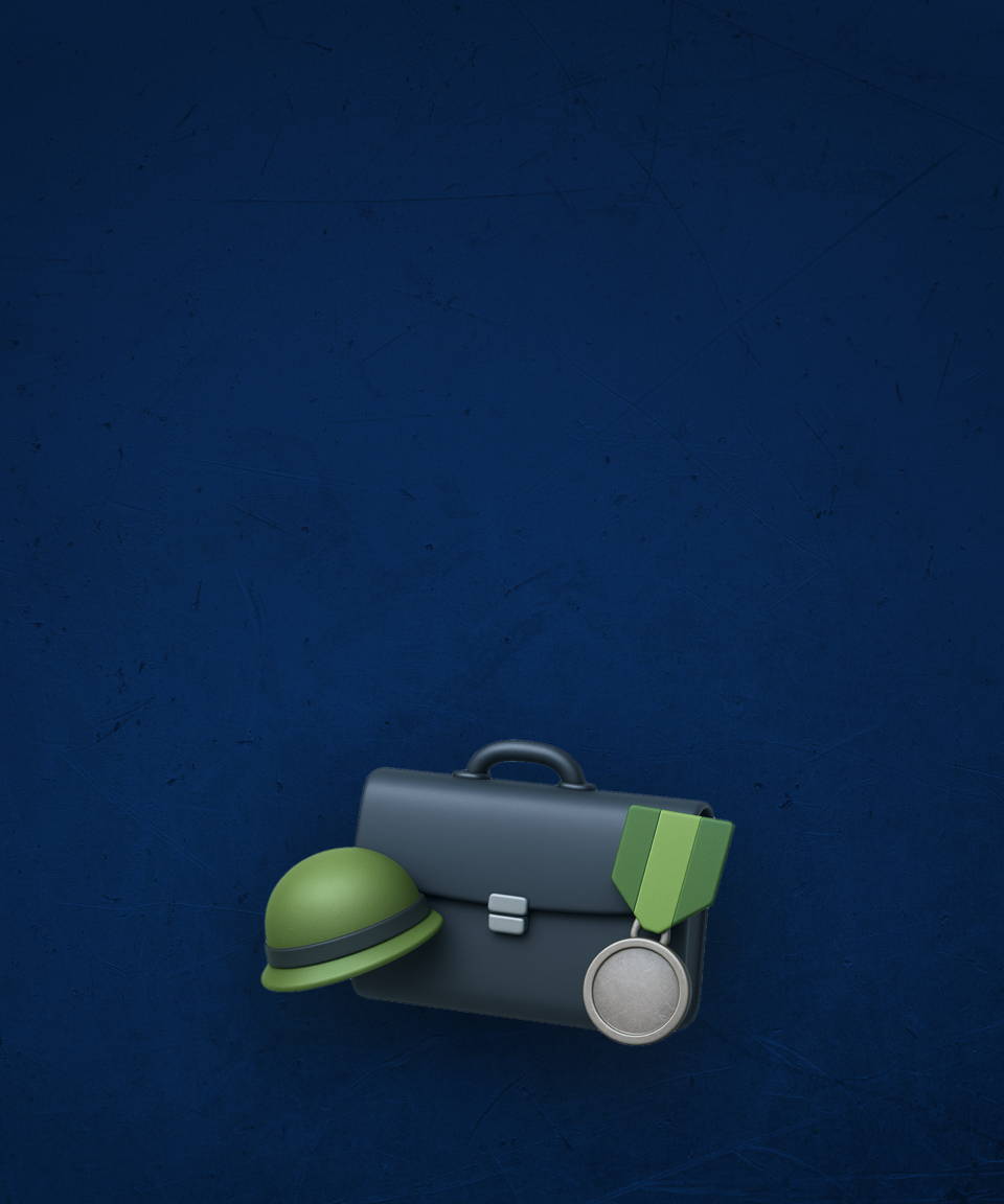 Helmet, medal, and briefcase (small)