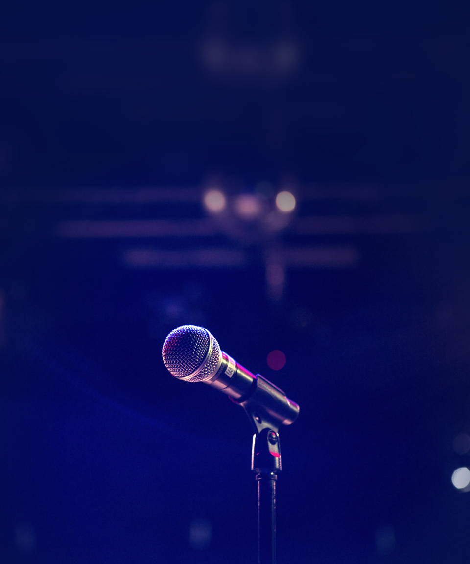Microphone in dim light with blurred background (small)