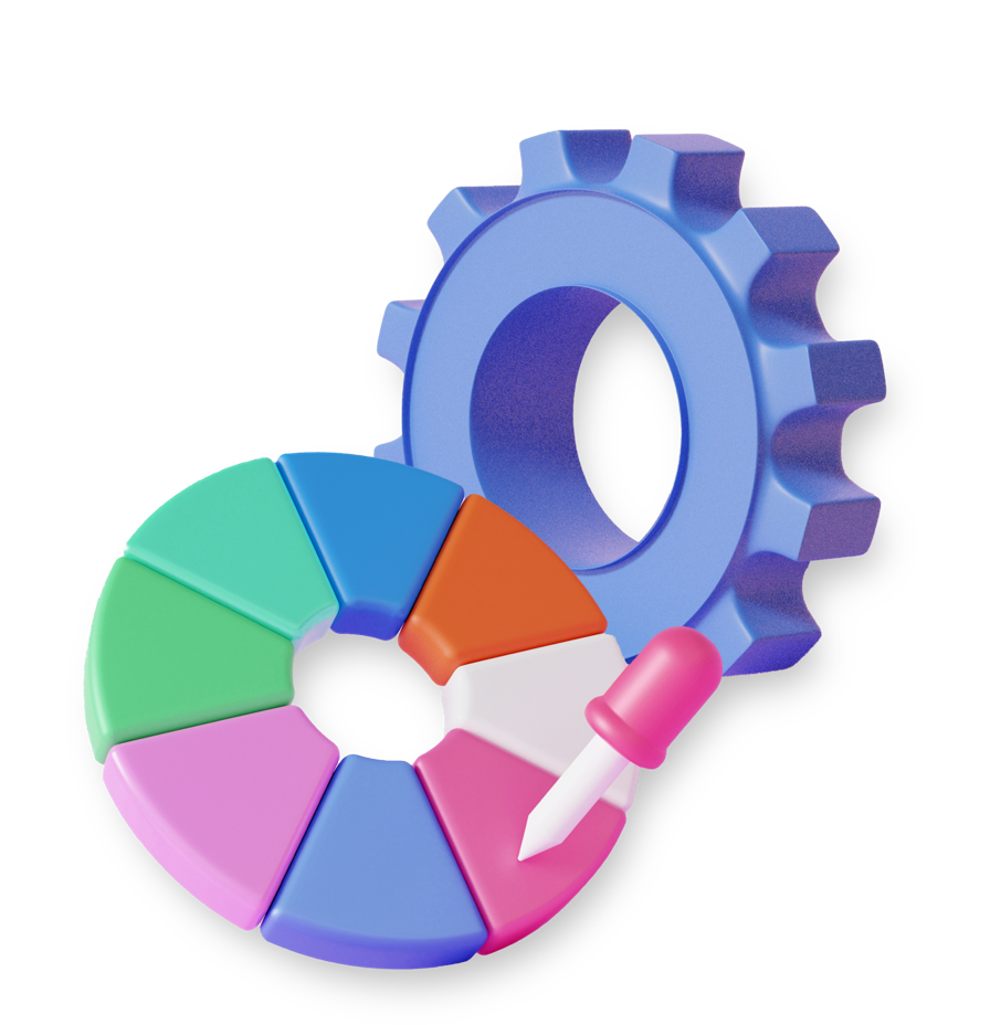 Color picker, eye dropper, and cog