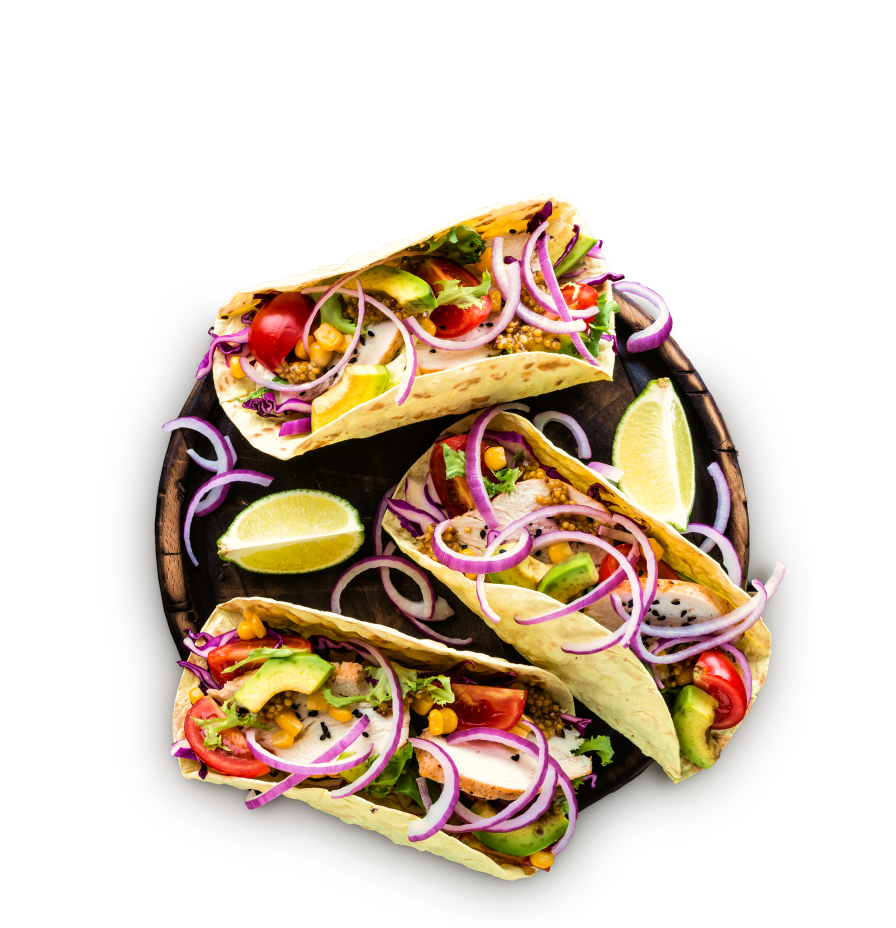 Mexican tacos with meat and vegetables