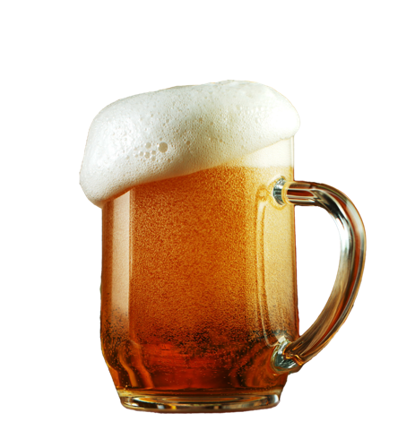 Overflowing mug of beer