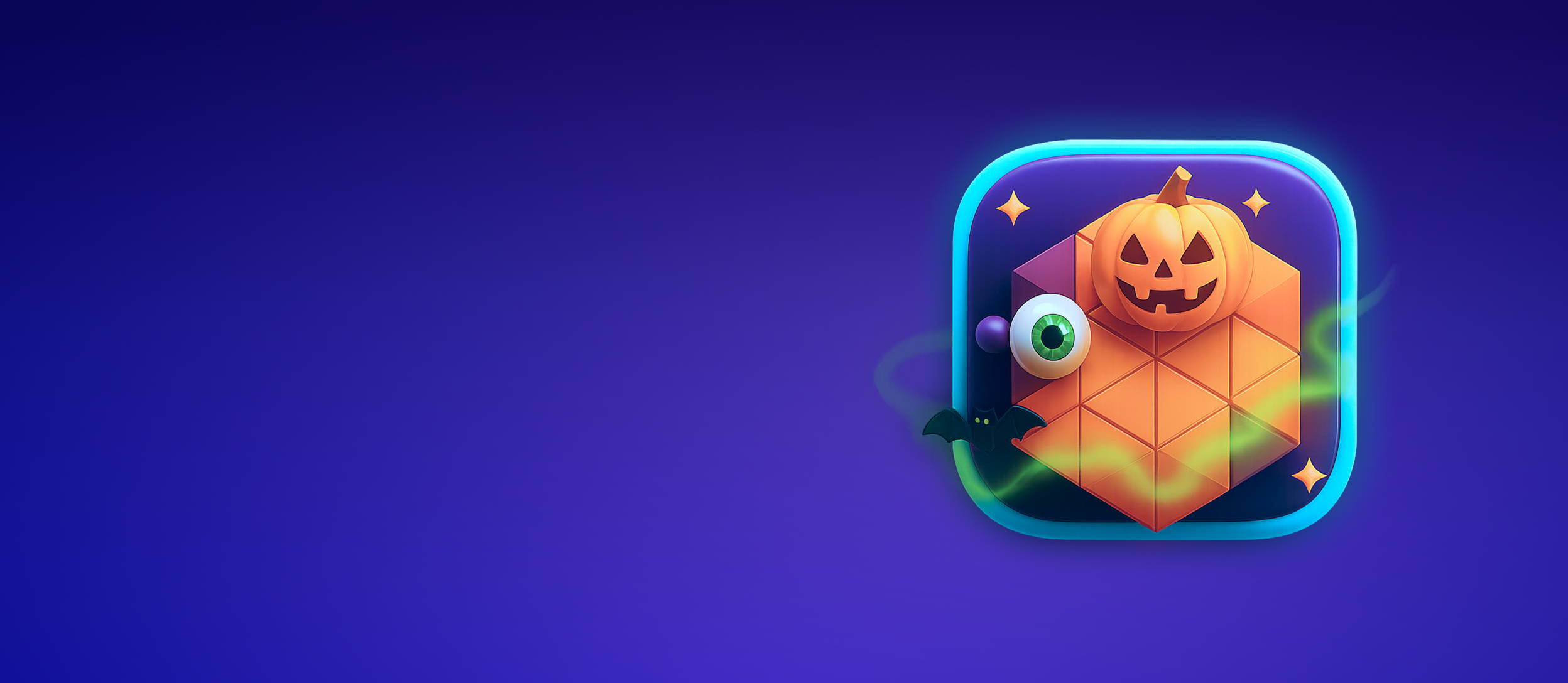 Speed puzzler graphic that is Halloween themed with a pumpkin