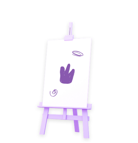 Whiteboard on an easel with a drawing of a crown