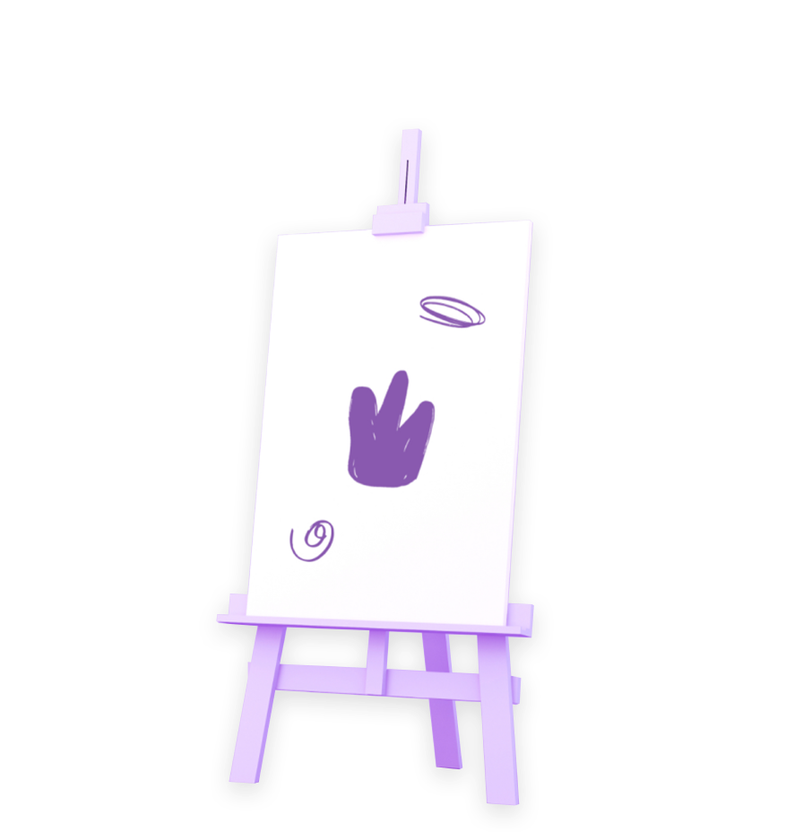 Whiteboard on an easel with a drawing of a crown