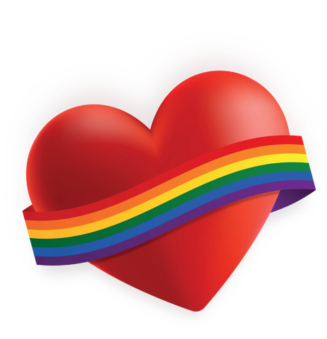 Large heart with a rainbow ribbon for Pride Month Activities for Work