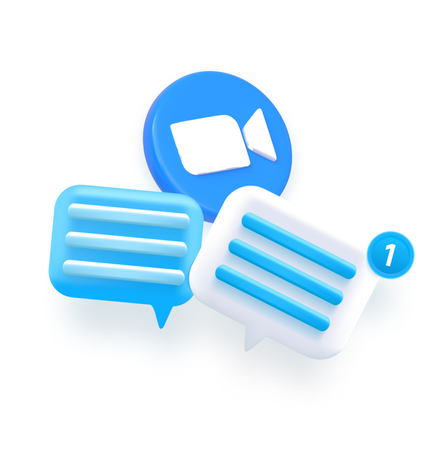 Zoom icon and chat bubbles