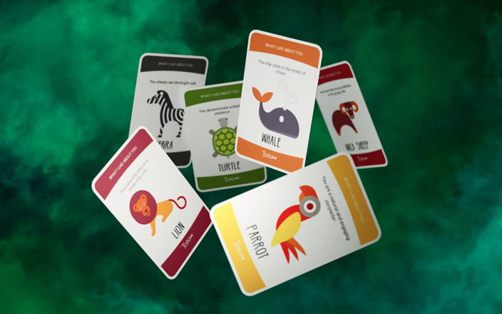 Totem cards with different animals on them