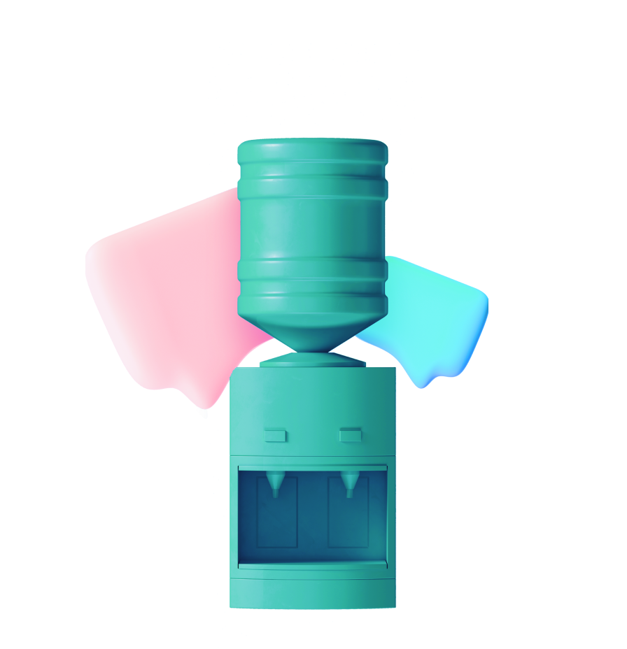 Office water cooler with chat bubbles