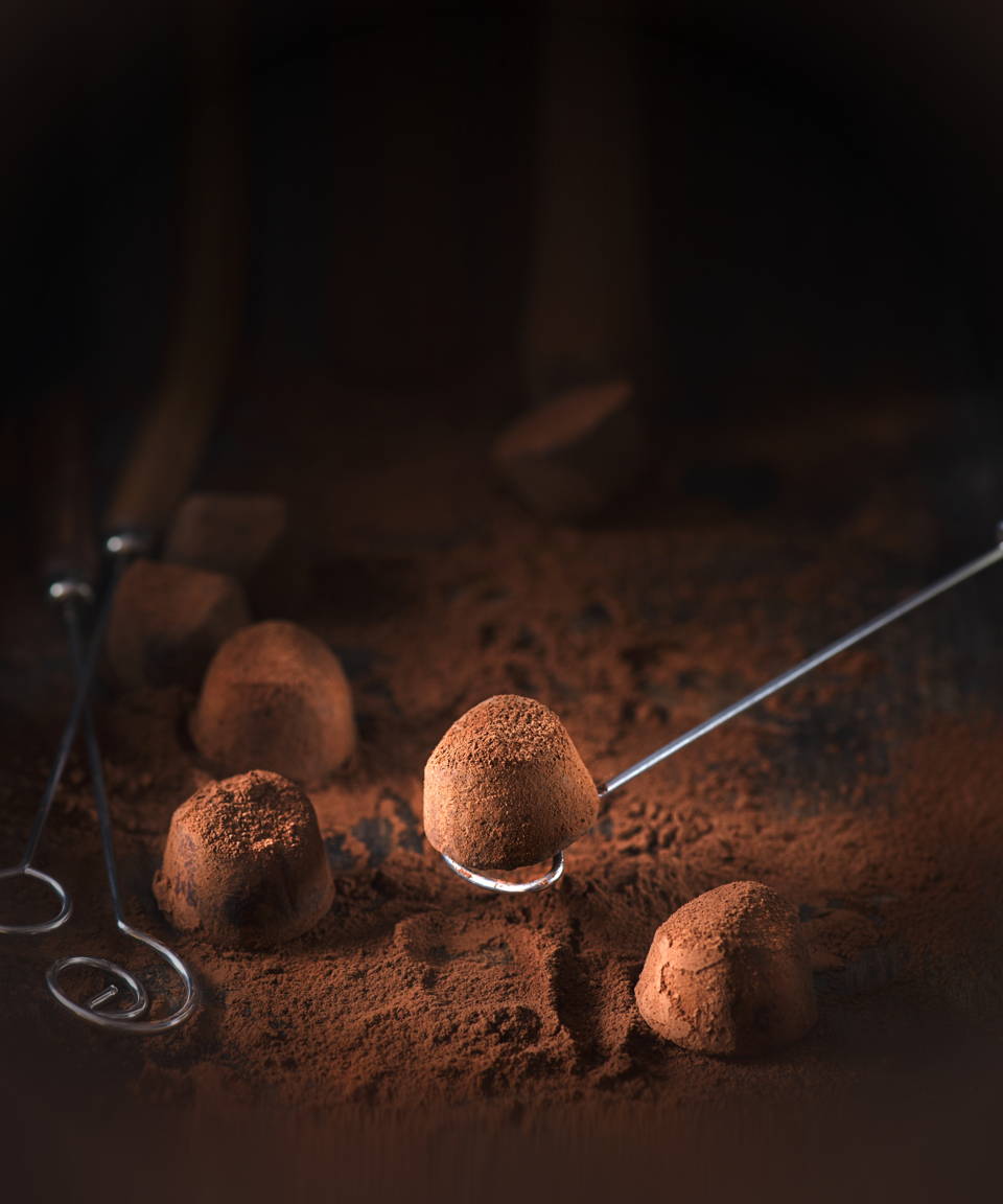 Fresh chocolate truffles being made for Confetti's Virtual BYO Chocolate Truffle Making Class