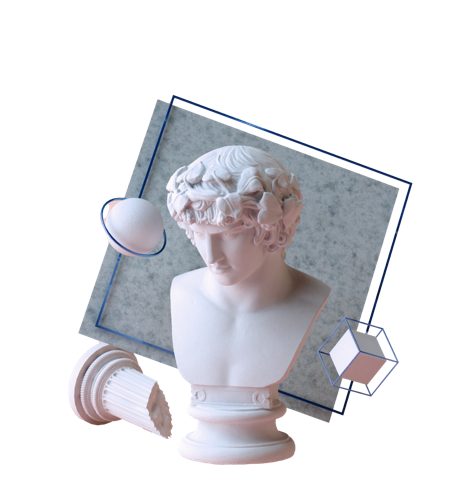 Bust with abstract sculptures