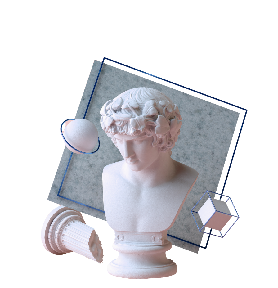Bust with abstract sculptures