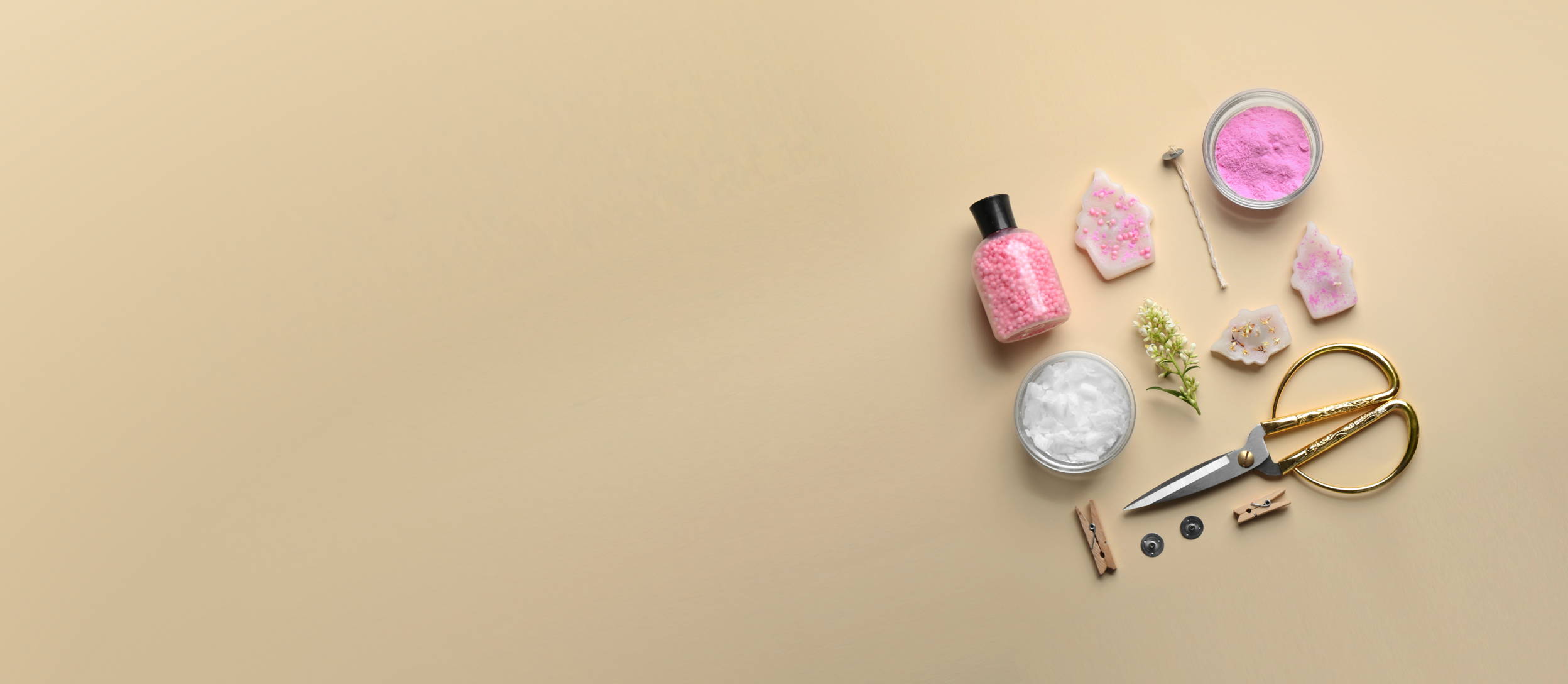 Candle making ingredients laid out for Confetti's Virtual Team Craft Activities