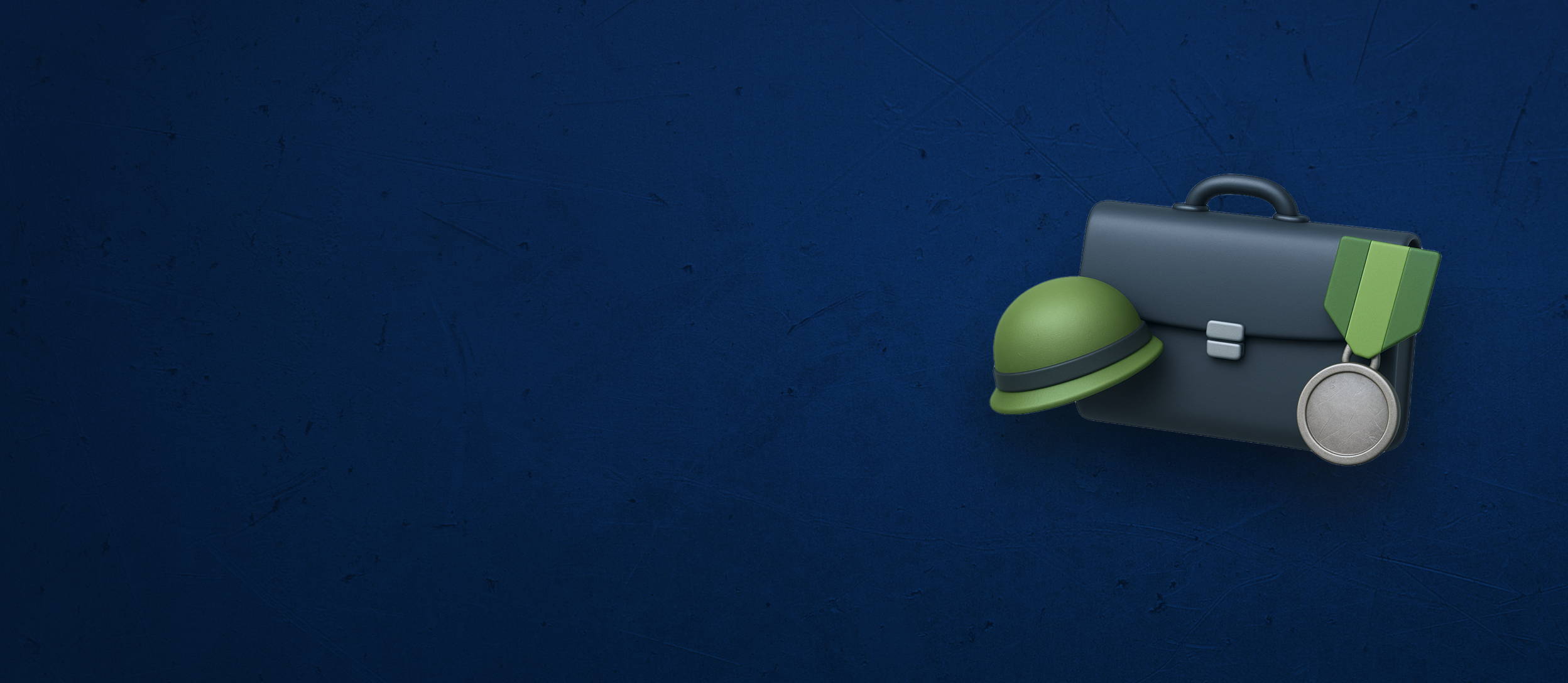 Helmet, medal, and briefcase (large)