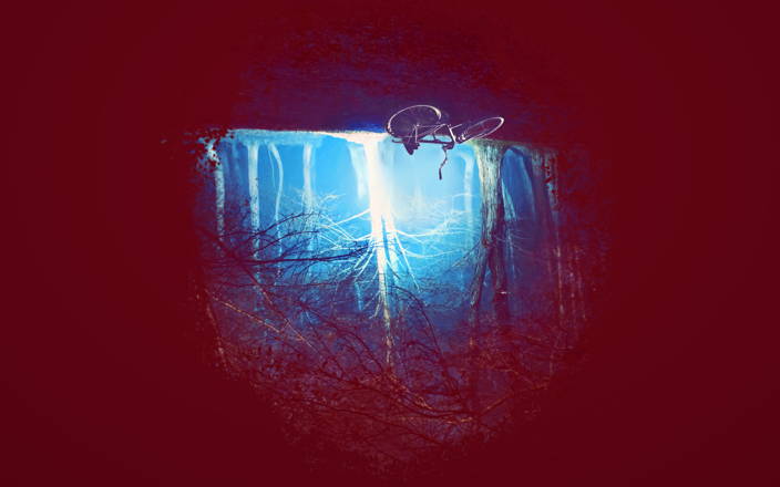 A spooky upside down forest for Confetti's Virtual Stranger Things Party Games