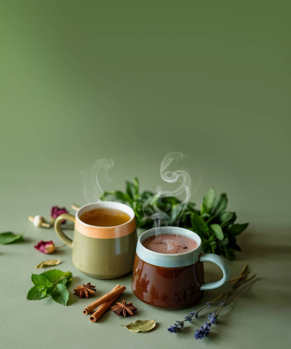 Two mugs of hot elixirs with spices (small)